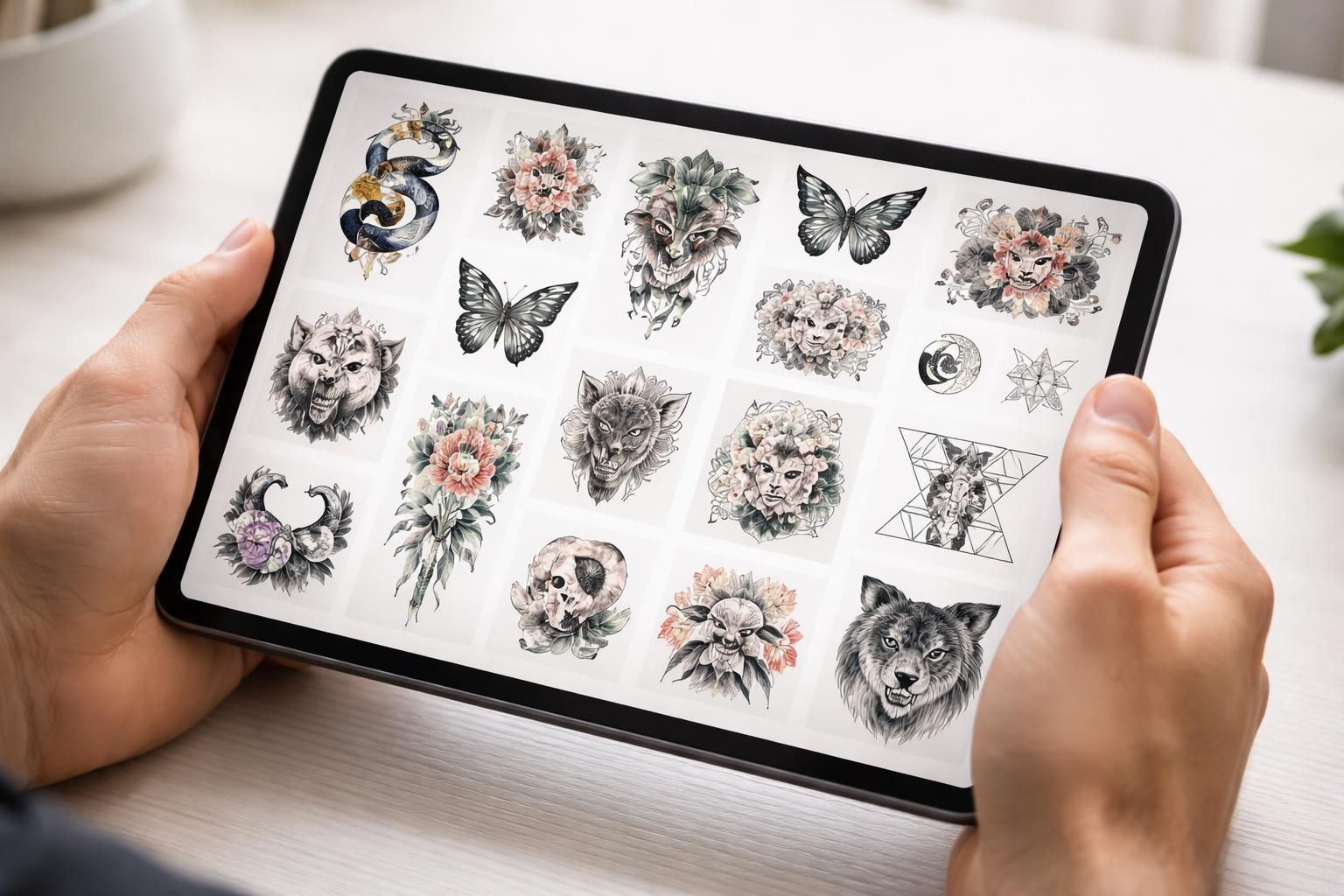 découvrez une galerie interactive de flashs tatouage à feuilleter facilement sur votre tablette tactile, pour trouver l'inspiration idéale lors de votre prochain tatouage.
